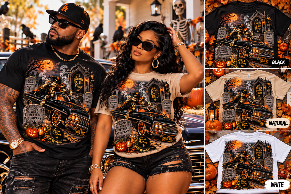 Grave Vibes Halloween Lowrider Graphic Tee