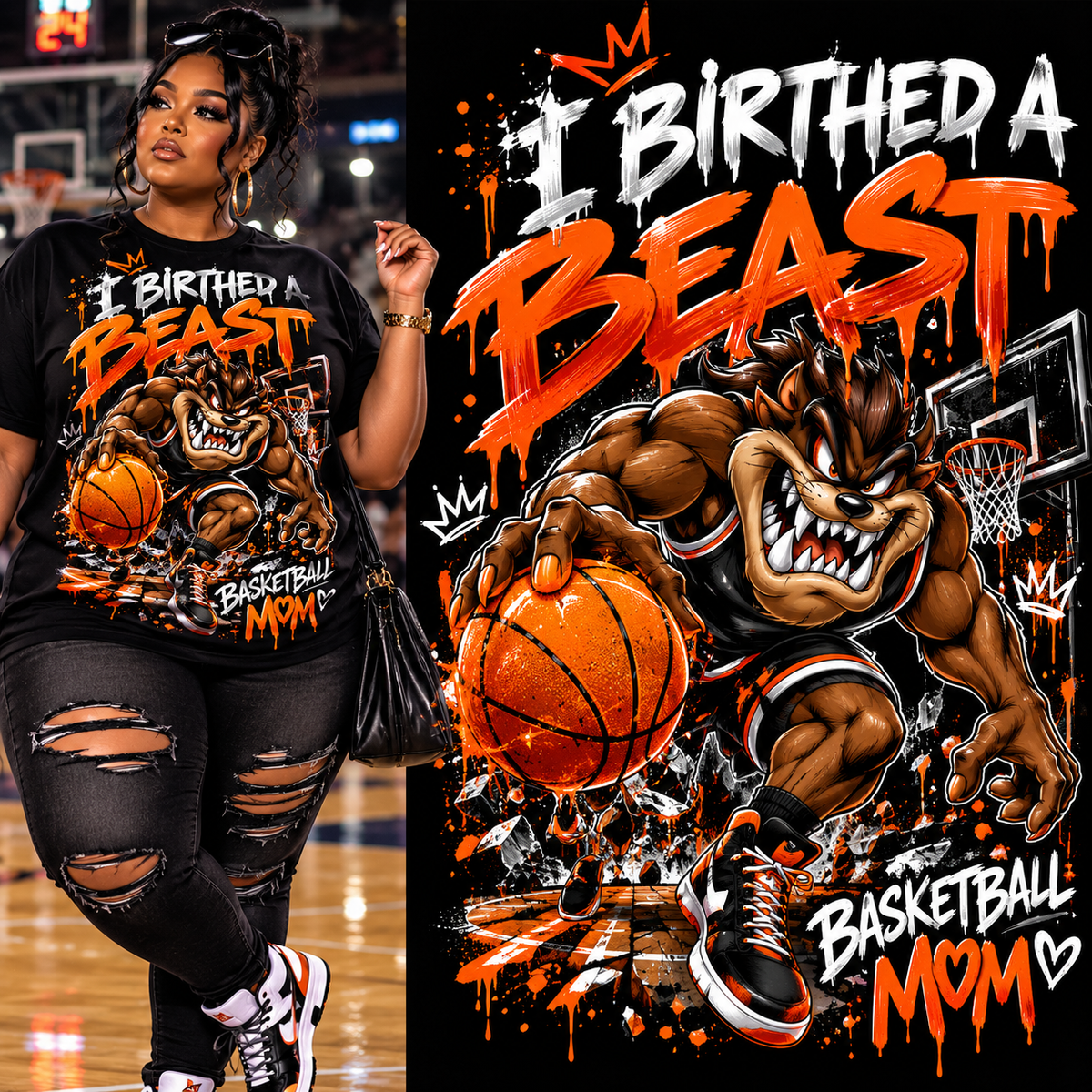 I Birthed a Beast Basketball Mom Graphic Tee 🏀🔥