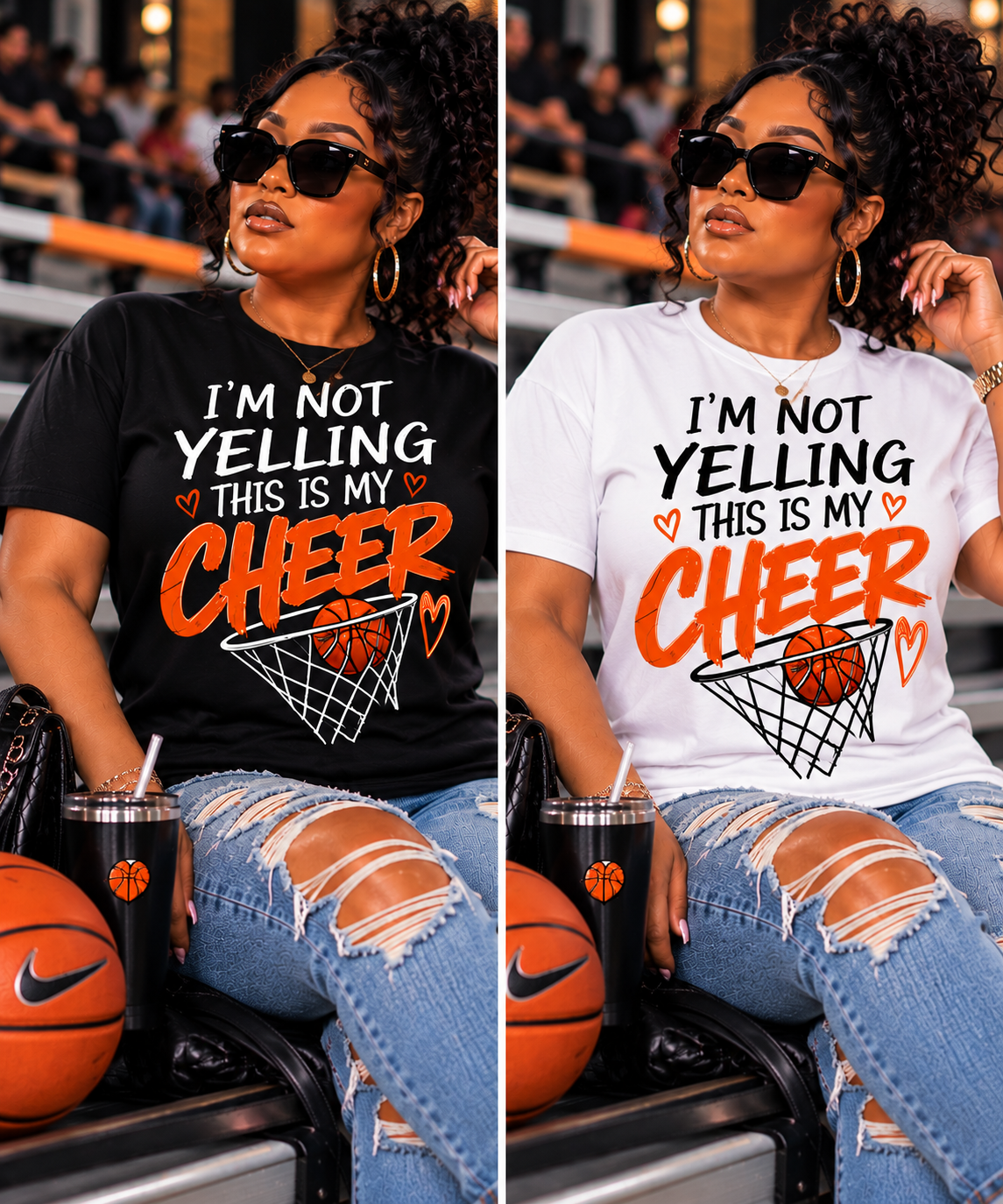 I’m Not Yelling, This Is My Cheer Basketball Mom Tee 🏀📣