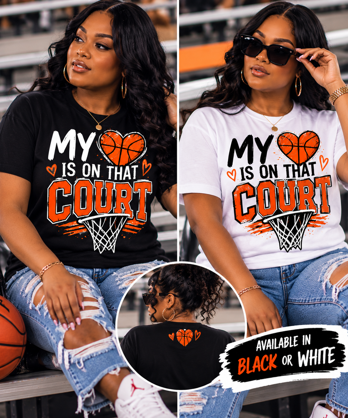 My Heart Is on That Court Basketball Mom Tee